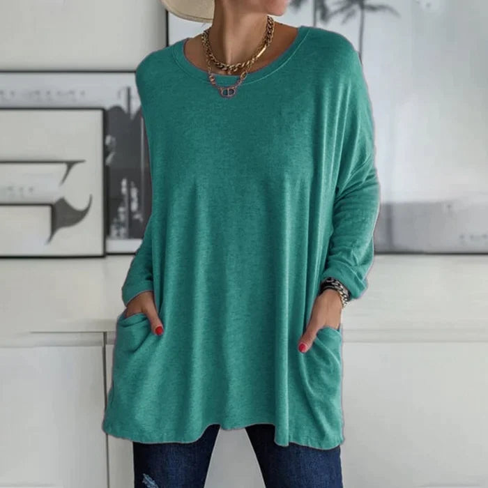 Women's Casual Loose Fit Long Sleeve Tunic | With Pockets