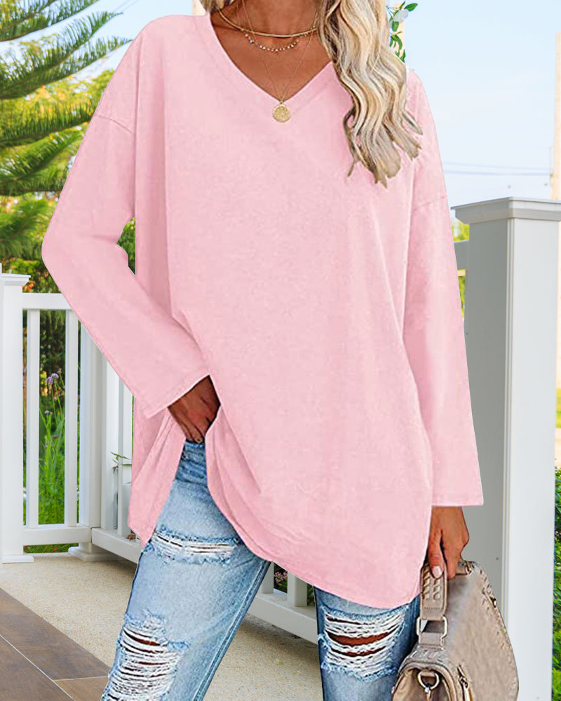 V-Neck Long Sleeve Blouse