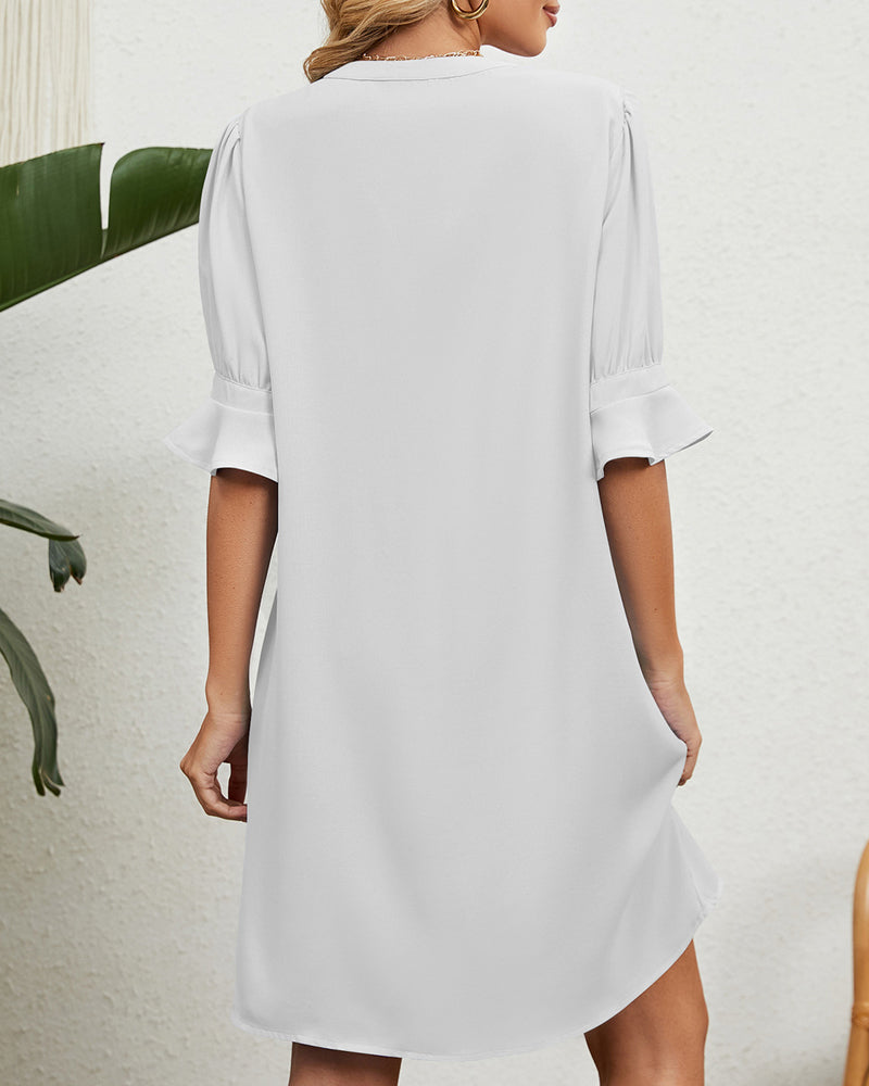 Ruched V-Neck Dress