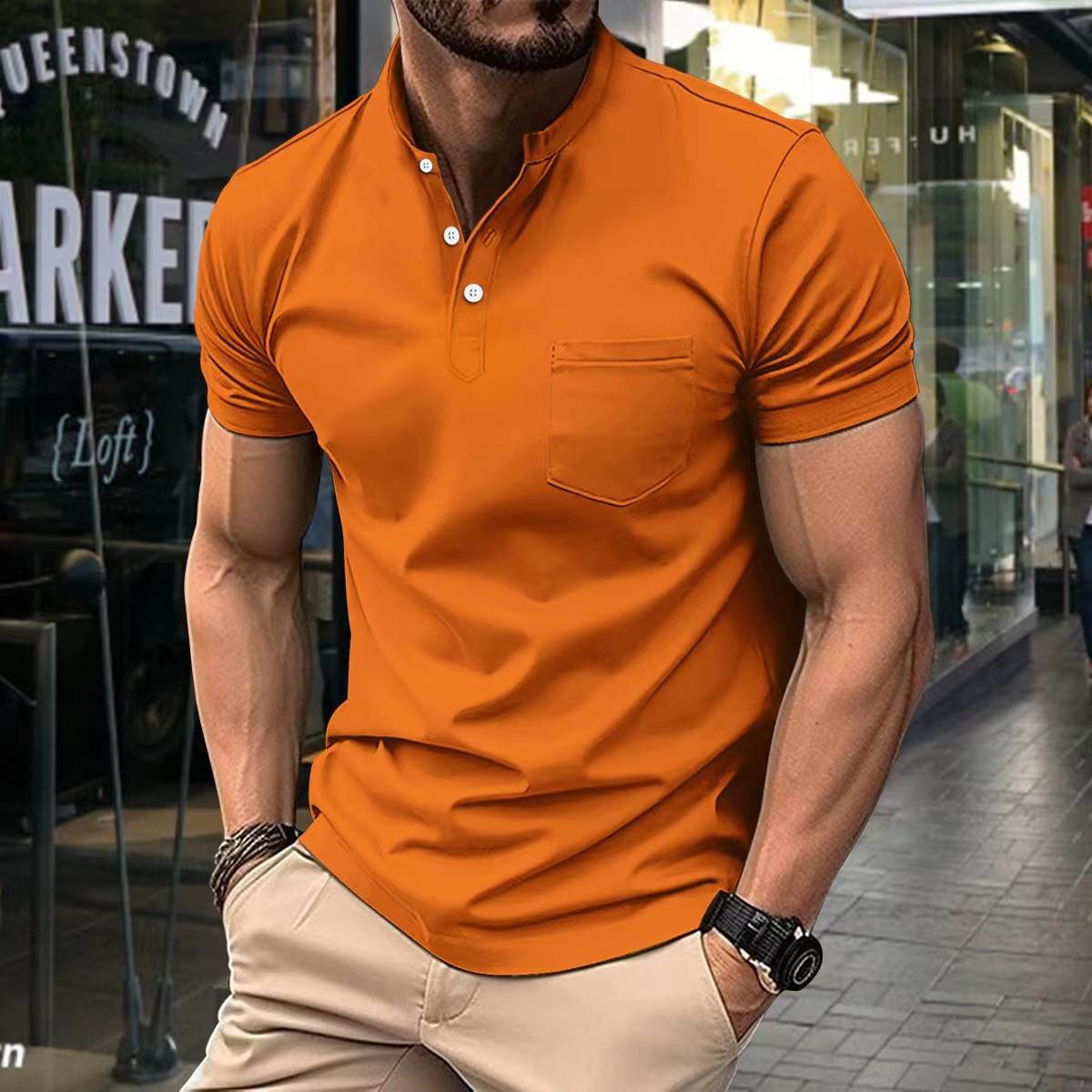 Elegant Men's Polo Shirt With Half Collar