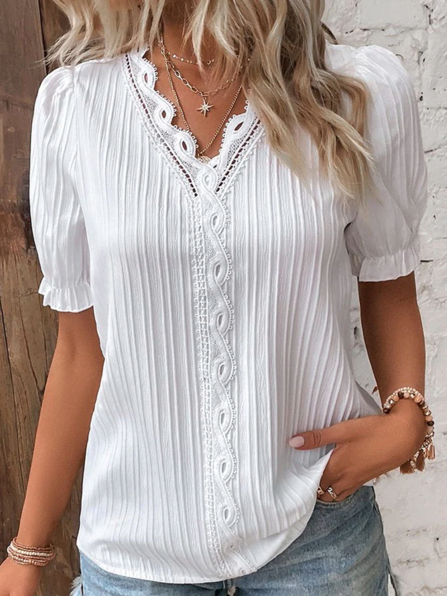 Isabel - Short Sleeve Pleated Shirt for Women