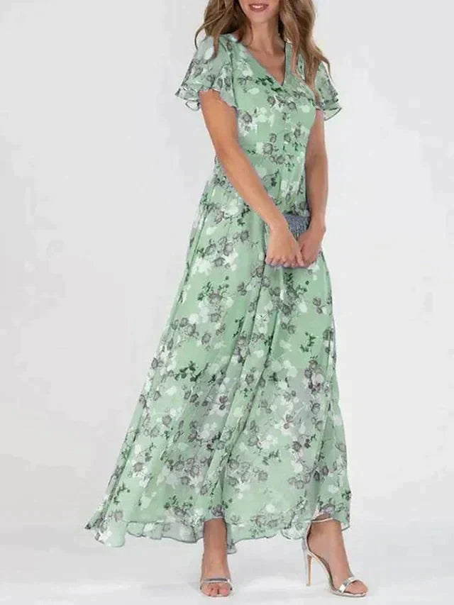 Floral Chiffon Maxi Dress | Elegant & Flowing