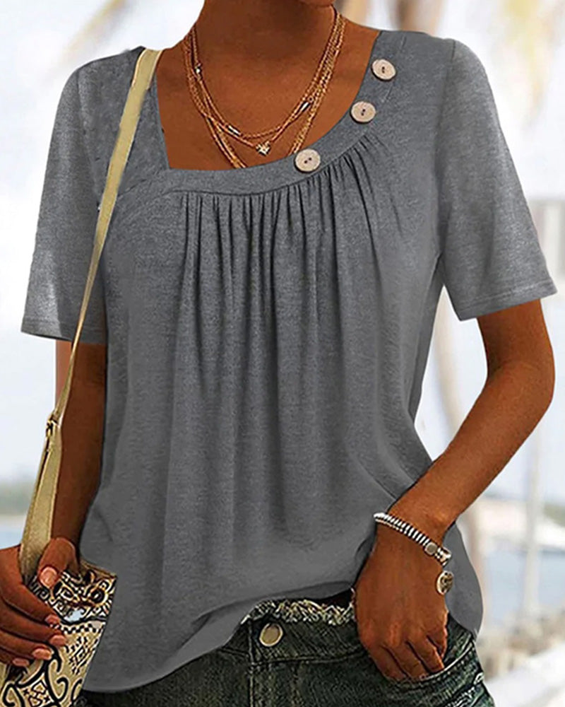 Stylish Gray Blouse with Button Details