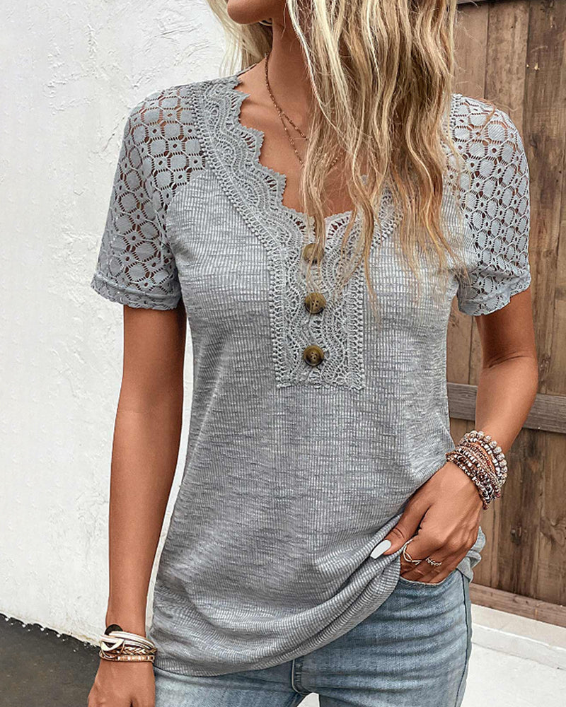 Nienke | Lace T-shirt with short sleeves