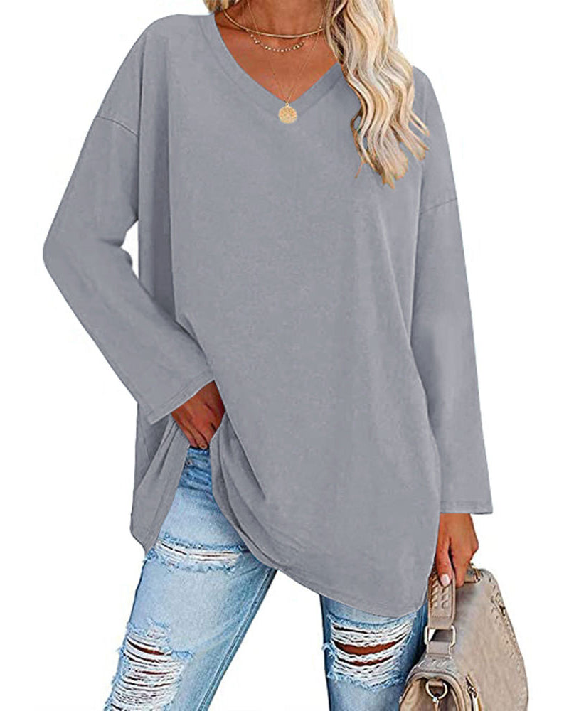 V-Neck Long Sleeve Blouse