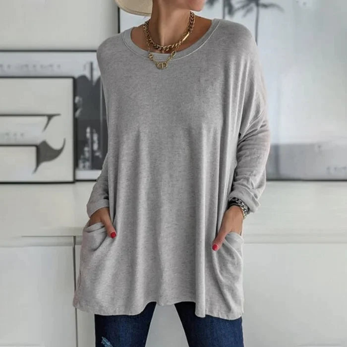 Women's Casual Loose Fit Long Sleeve Tunic | With Pockets