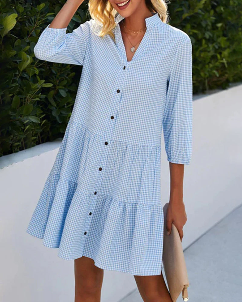 Plaid Stand Collar Dress