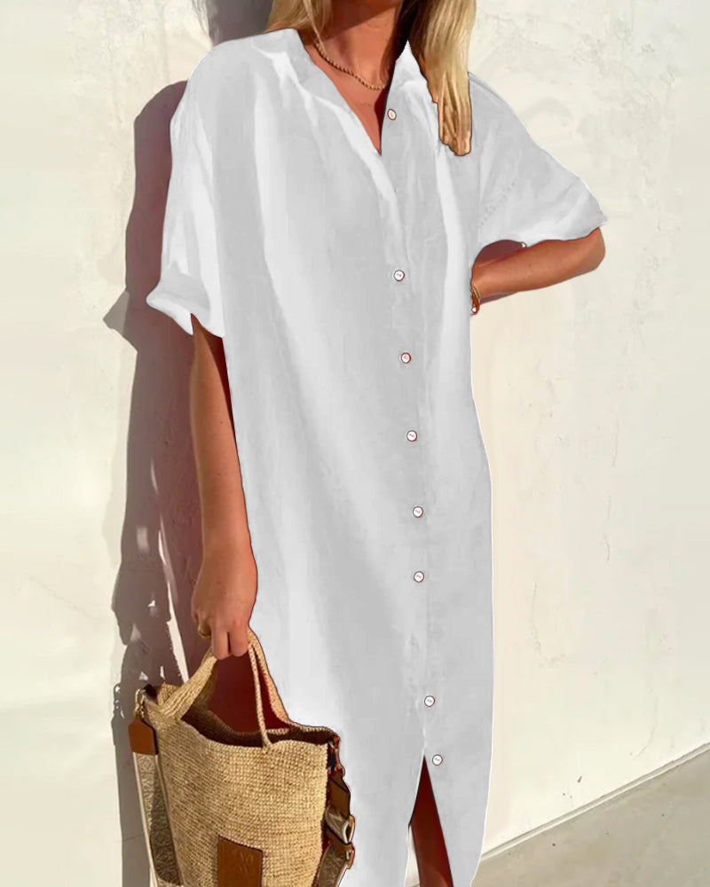 Plain cotton shirt dress