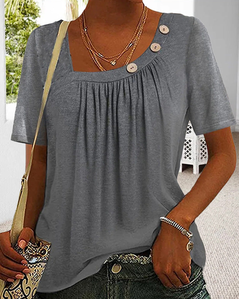 Stylish Gray Blouse with Button Details