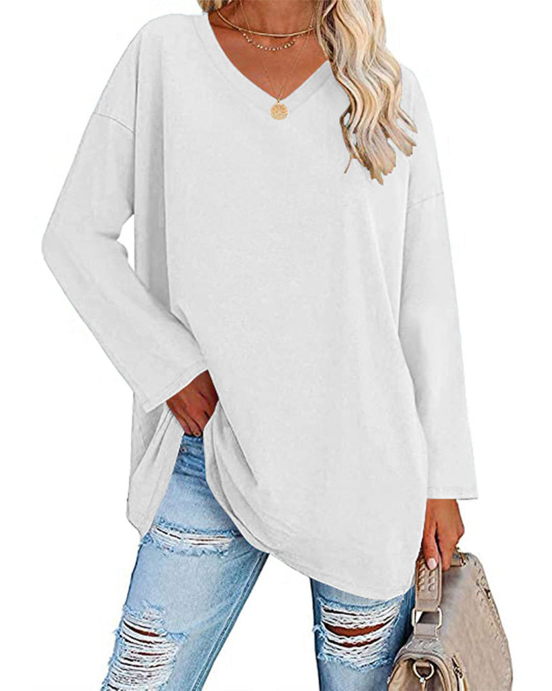 V-Neck Long Sleeve Blouse