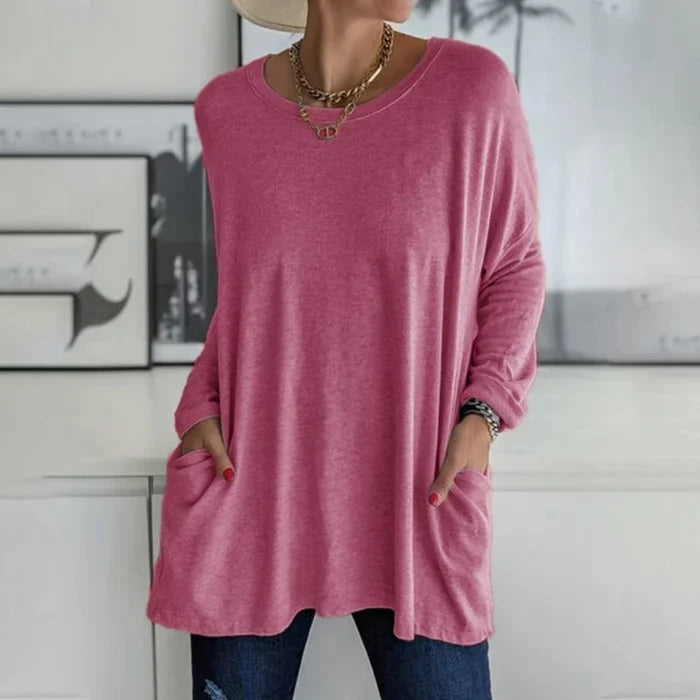 Women's Casual Loose Fit Long Sleeve Tunic | With Pockets