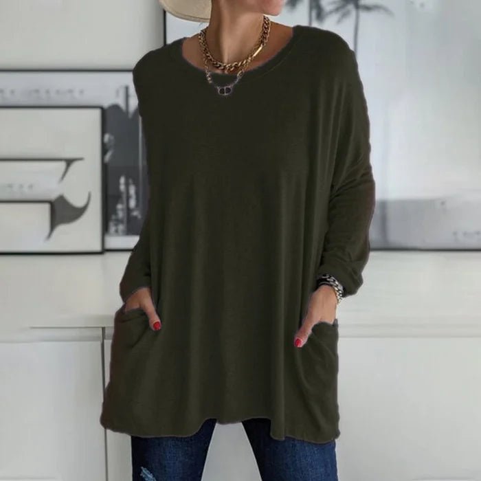 Women's Casual Loose Fit Long Sleeve Tunic | With Pockets