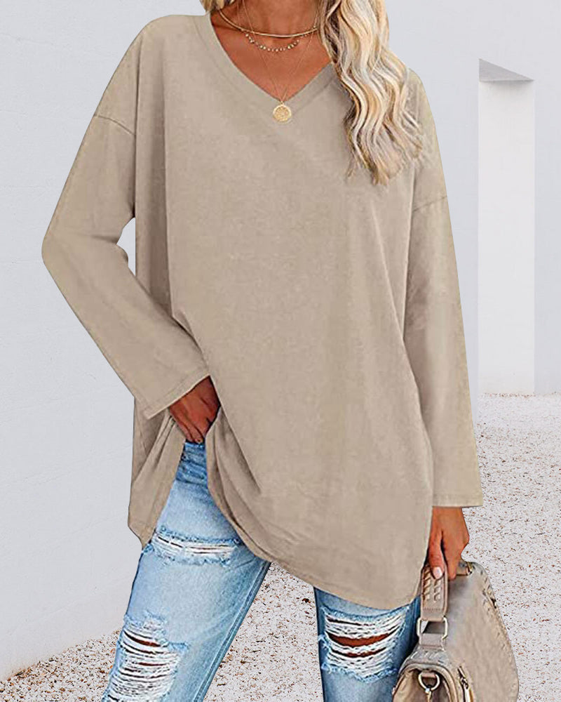 V-Neck Long Sleeve Blouse