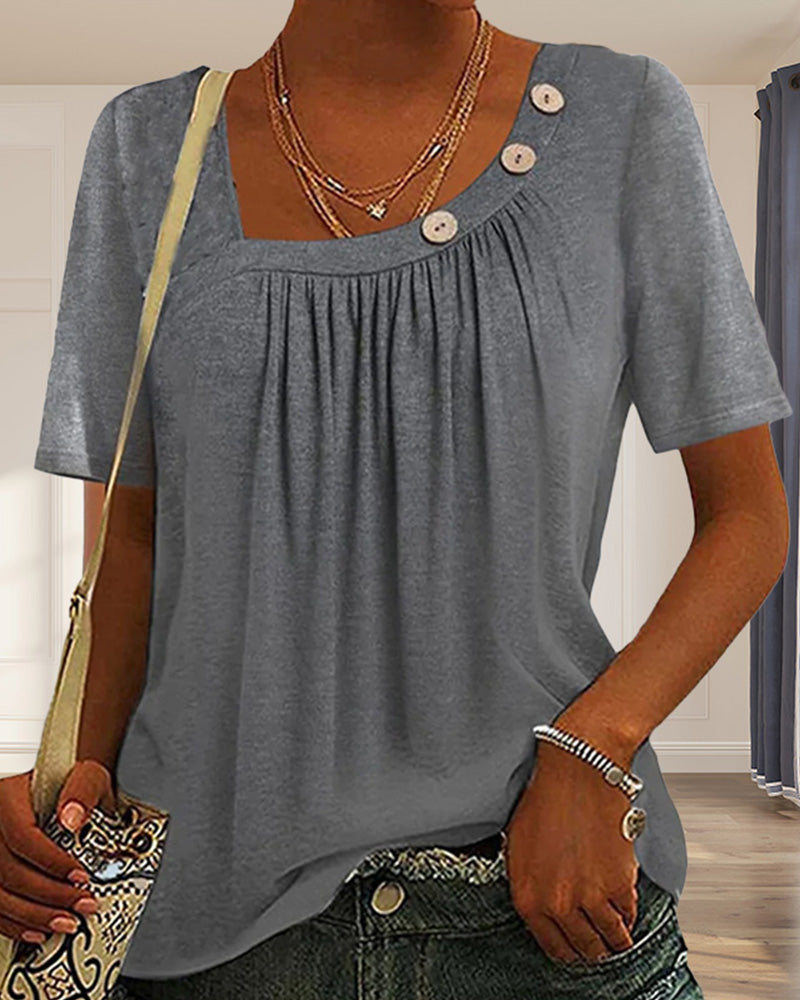 Stylish Gray Blouse with Button Details