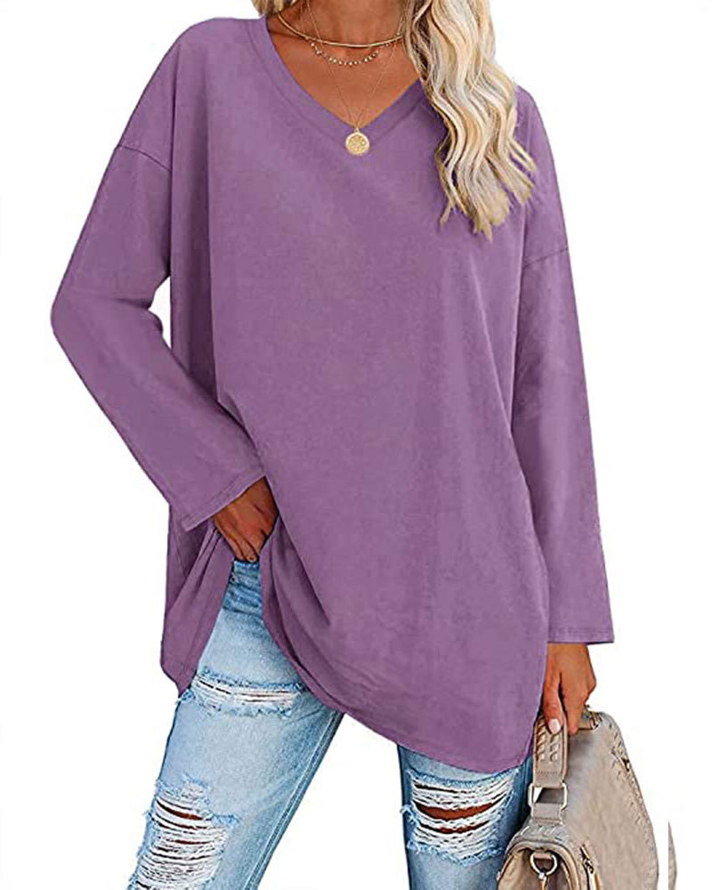 V-Neck Long Sleeve Blouse