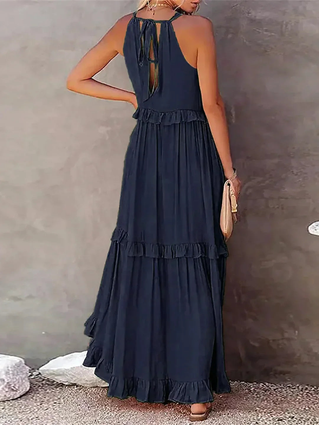 Elegant Boho Maxi Dress | Flowy Ruffle Design