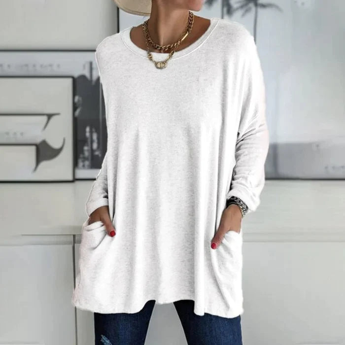 Women's Casual Loose Fit Long Sleeve Tunic | With Pockets