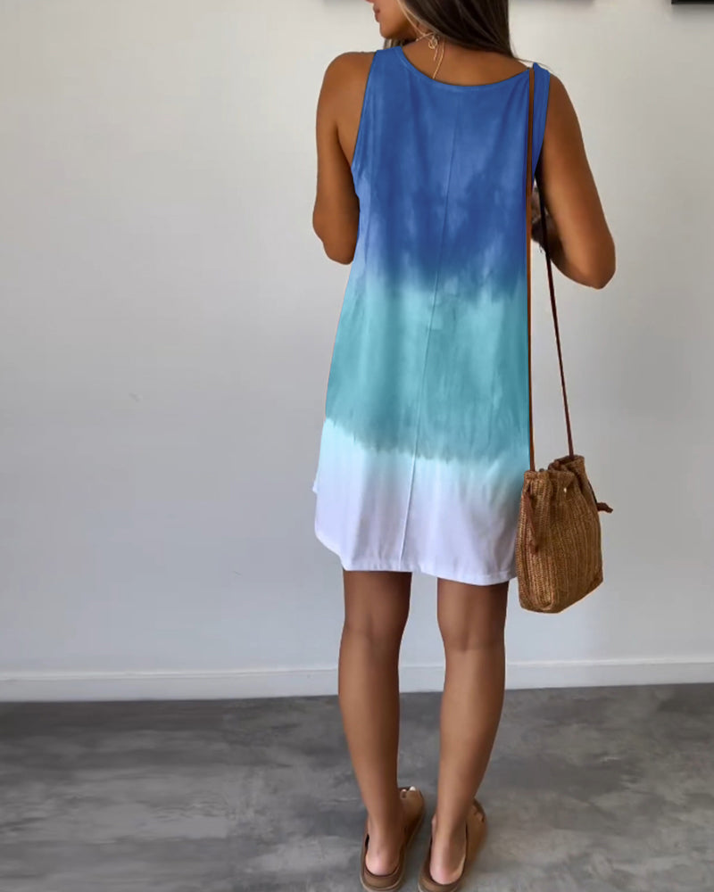 Sleeveless Casual Colorblock Dress