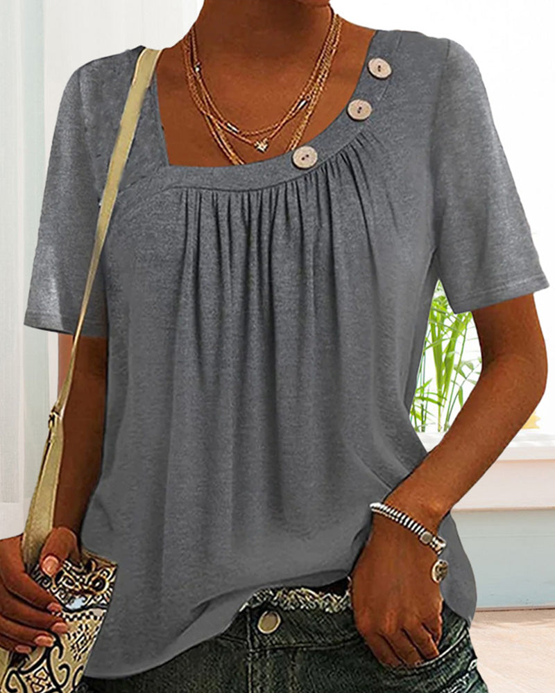 Stylish Gray Blouse with Button Details