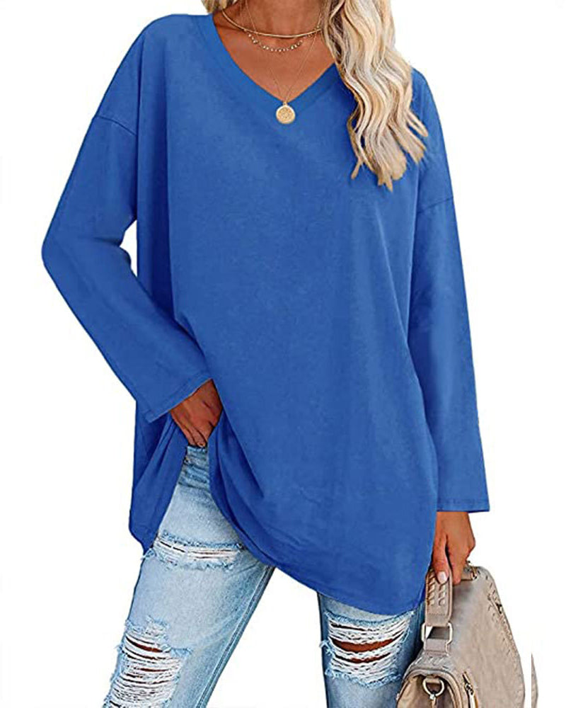 V-Neck Long Sleeve Blouse