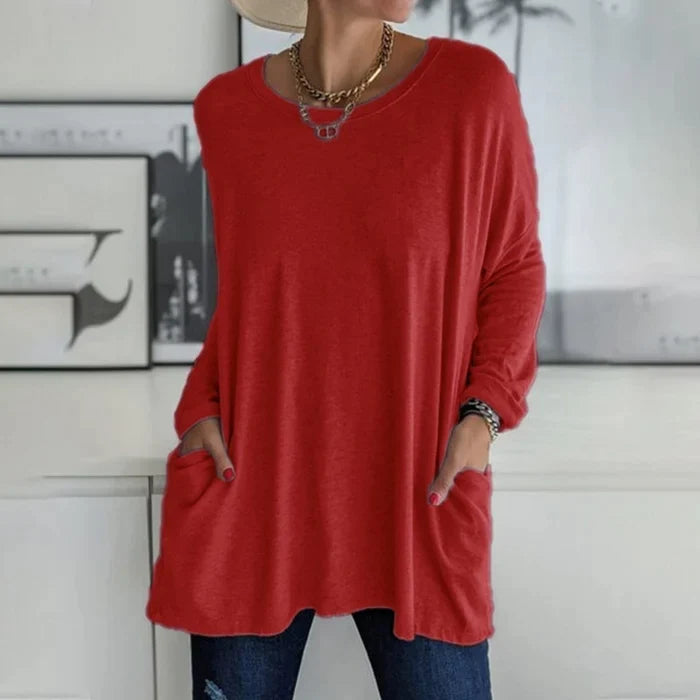 Women's Casual Loose Fit Long Sleeve Tunic | With Pockets