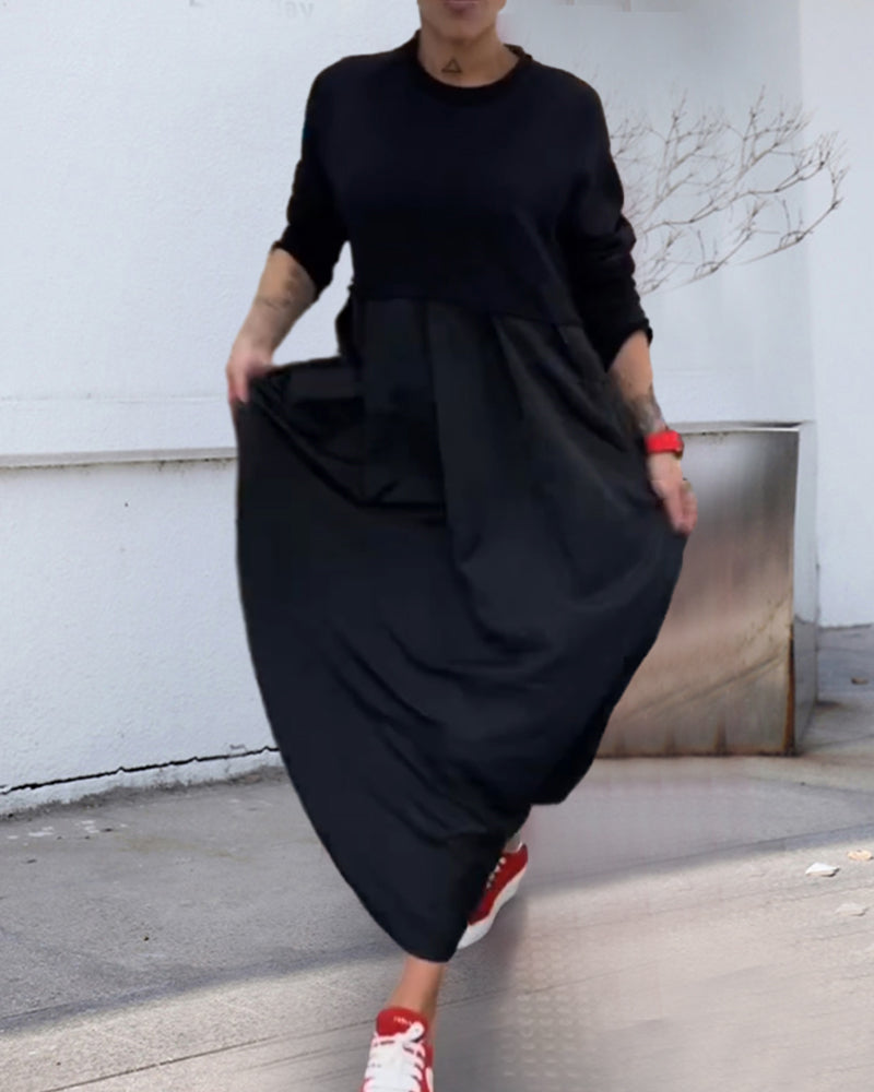 Casual Long Black A-Line Dress