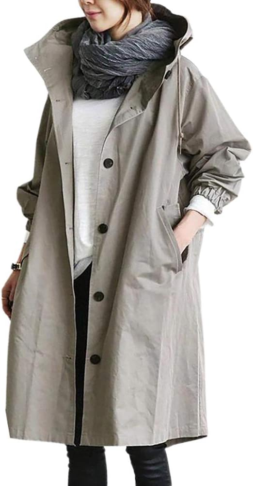 Women's Long Hooded Trench Coat | Lightweight & Stylish