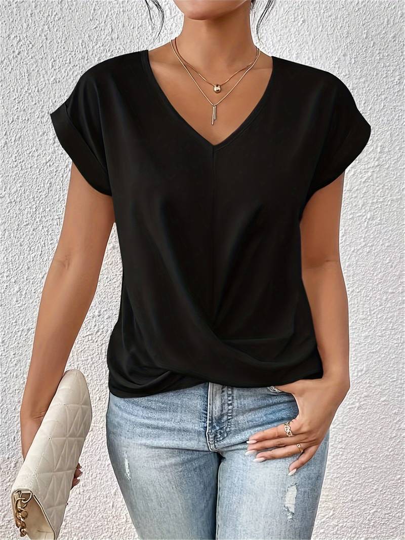 Women's V-Neck Blouse | Elegant Draped Design