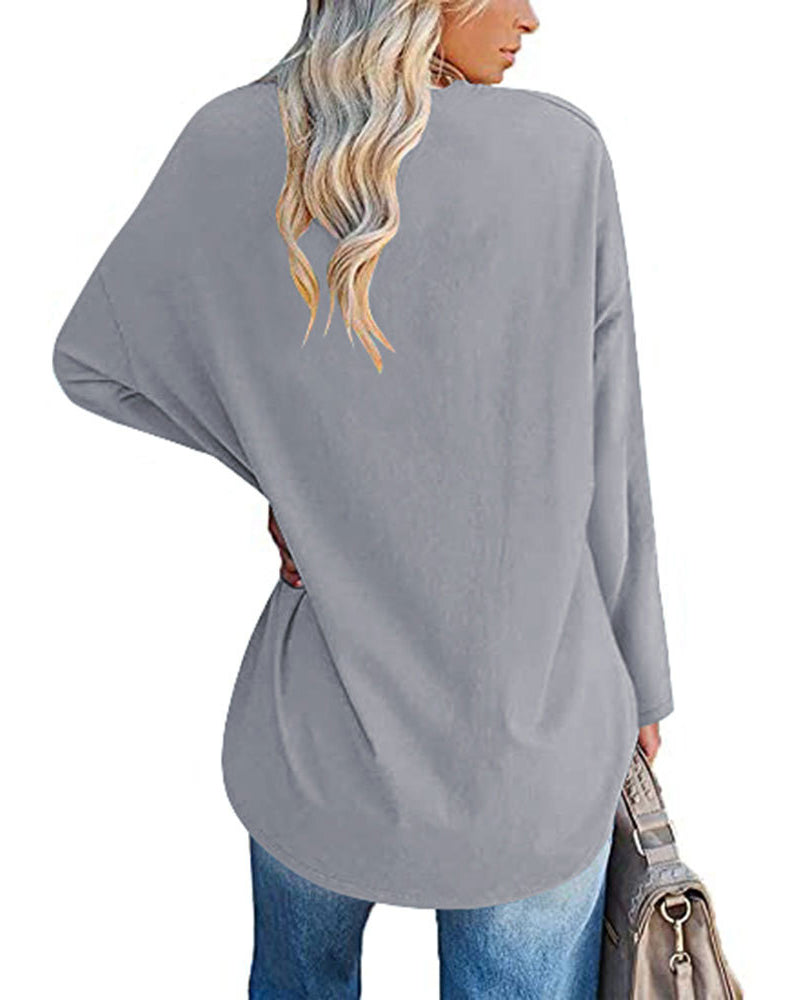 V-Neck Long Sleeve Blouse