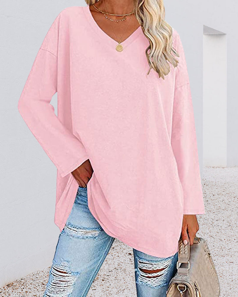 V-Neck Long Sleeve Blouse