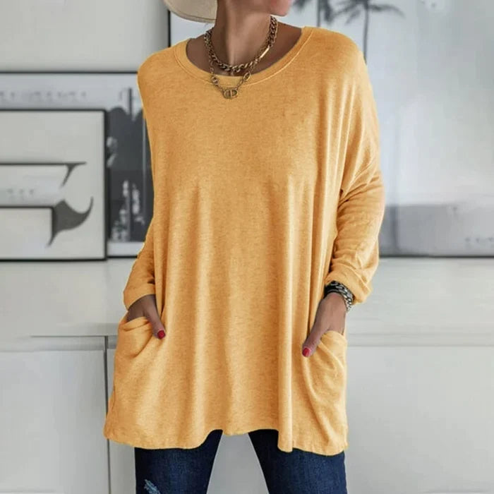 Women's Casual Loose Fit Long Sleeve Tunic | With Pockets