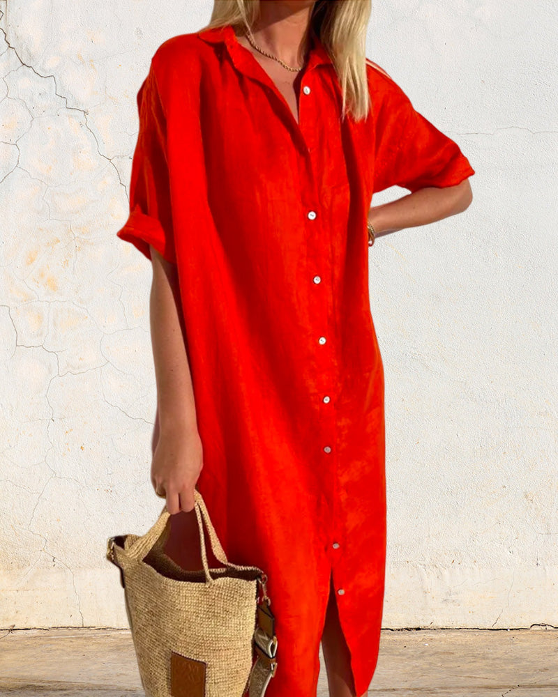 Plain cotton shirt dress