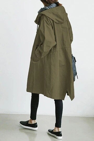 Women's Long Hooded Trench Coat | Lightweight & Stylish