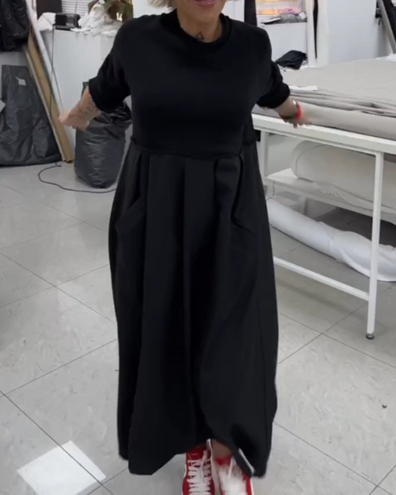 Casual Long Black A-Line Dress