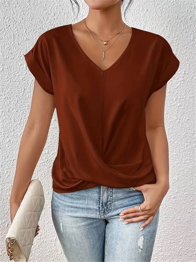 Women's V-Neck Blouse | Elegant Draped Design