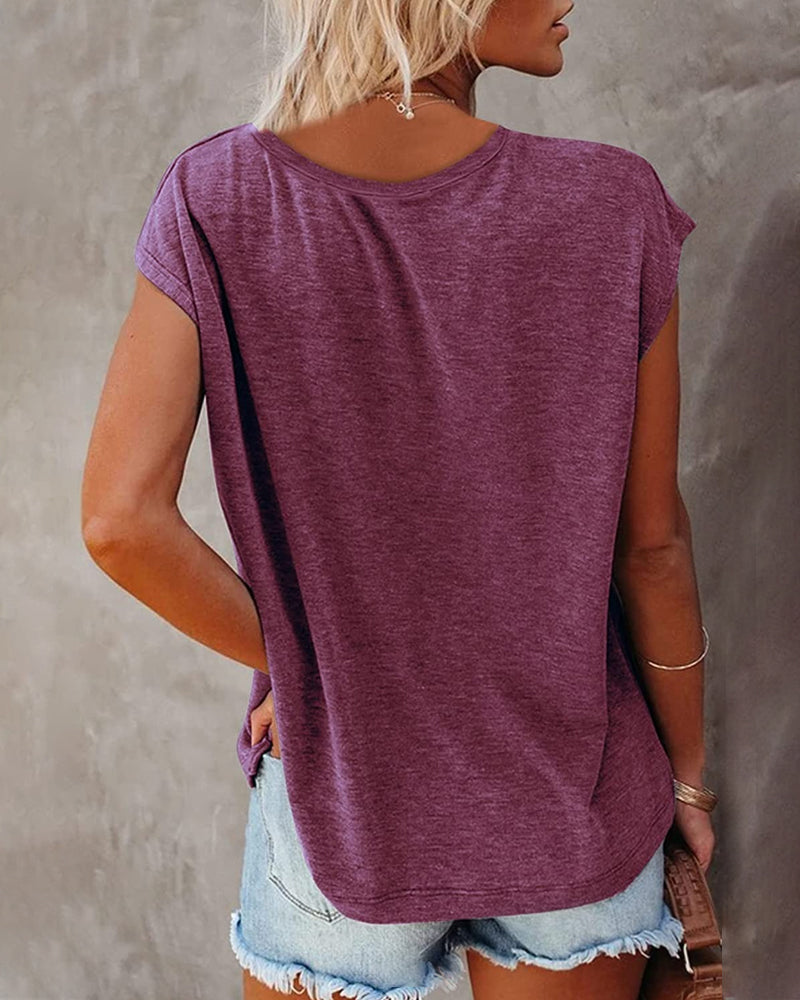 Flutter Sleeve Tank Top with V-Neckline