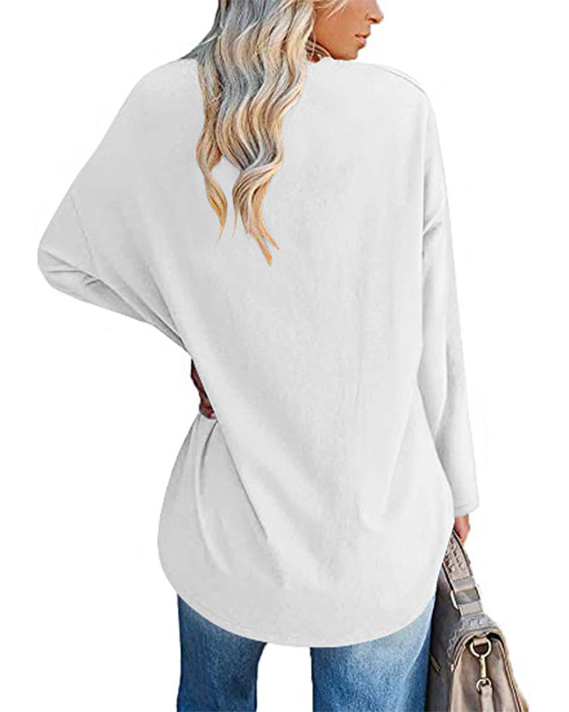 V-Neck Long Sleeve Blouse