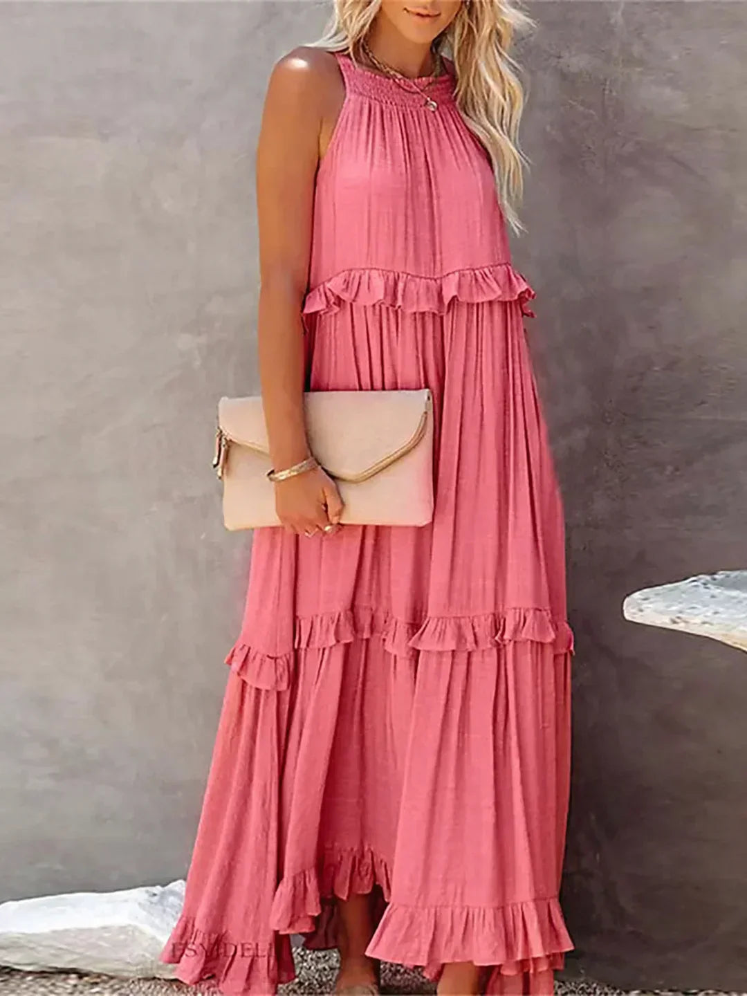 Elegant Boho Maxi Dress | Flowy Ruffle Design