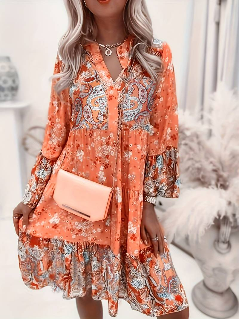 Boho Floral Print Midi Dress | Flowy & Chic