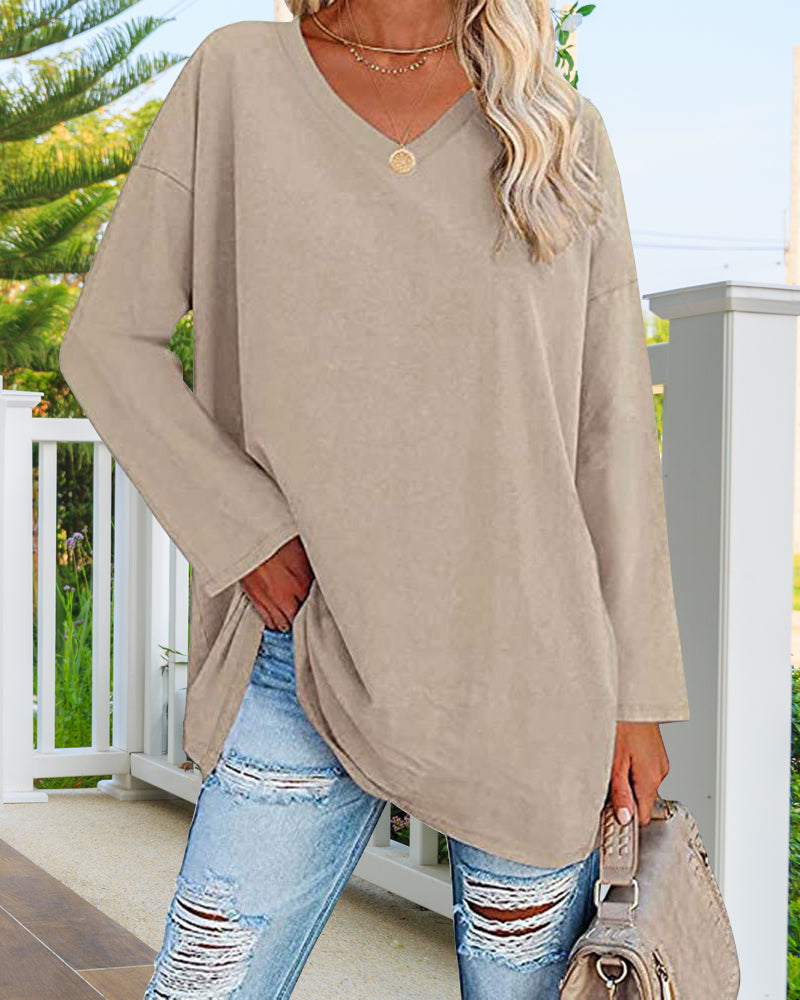 V-Neck Long Sleeve Blouse