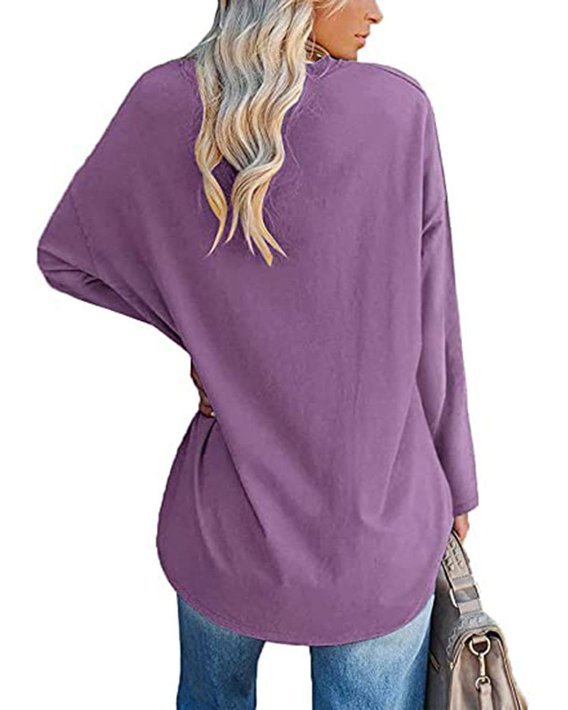 V-Neck Long Sleeve Blouse