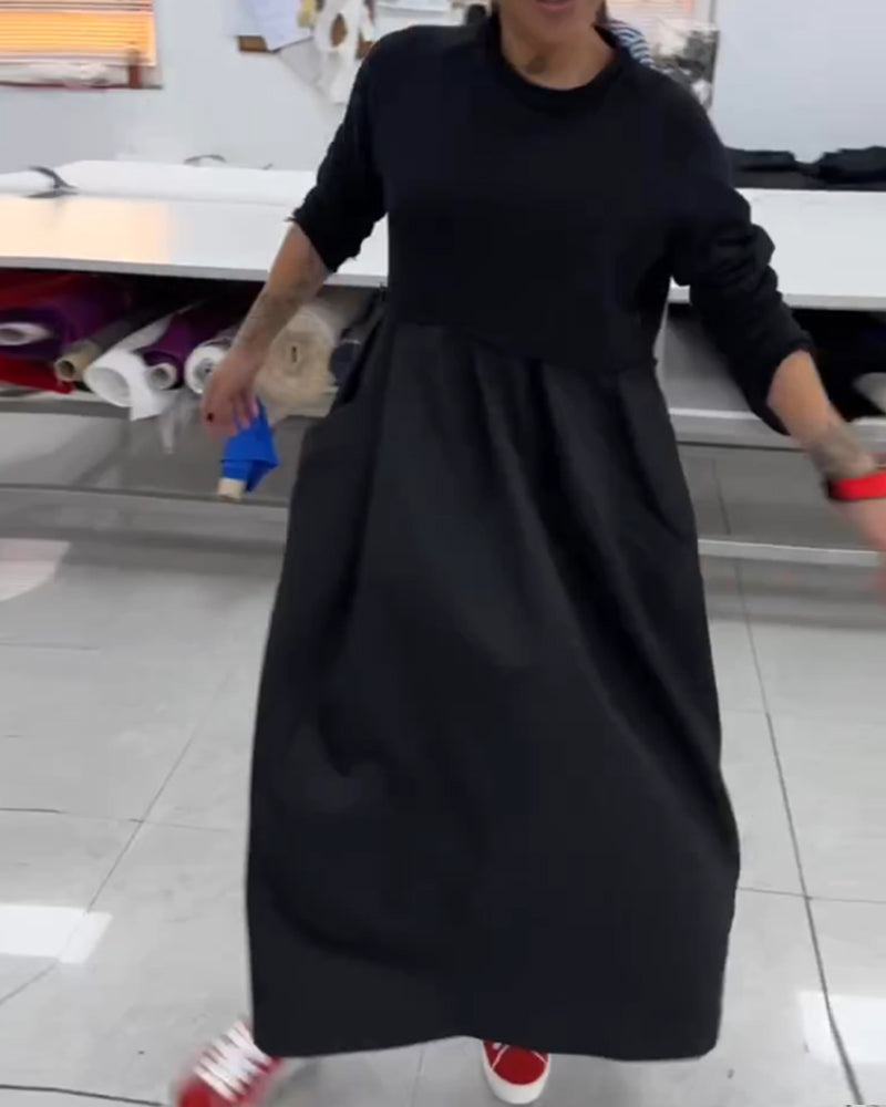 Casual Long Black A-Line Dress