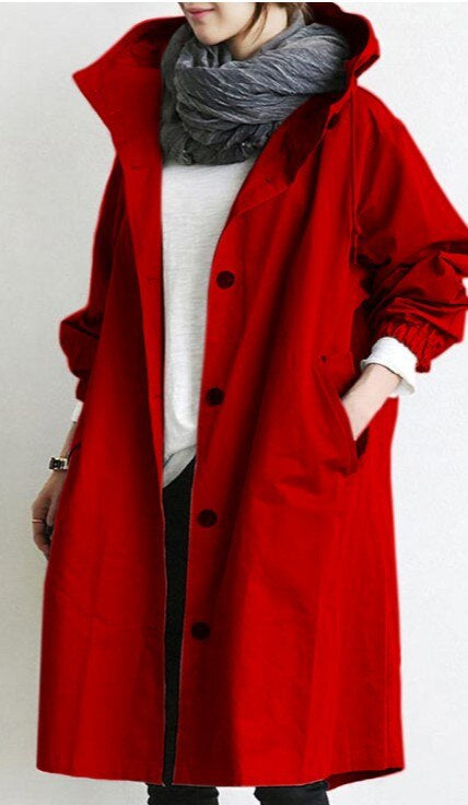 Women's Long Hooded Trench Coat | Lightweight & Stylish