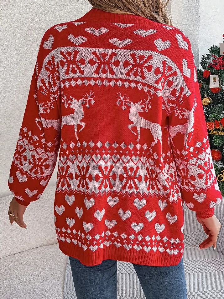 Christmas Knit Cardigan | Festive Reindeer Design