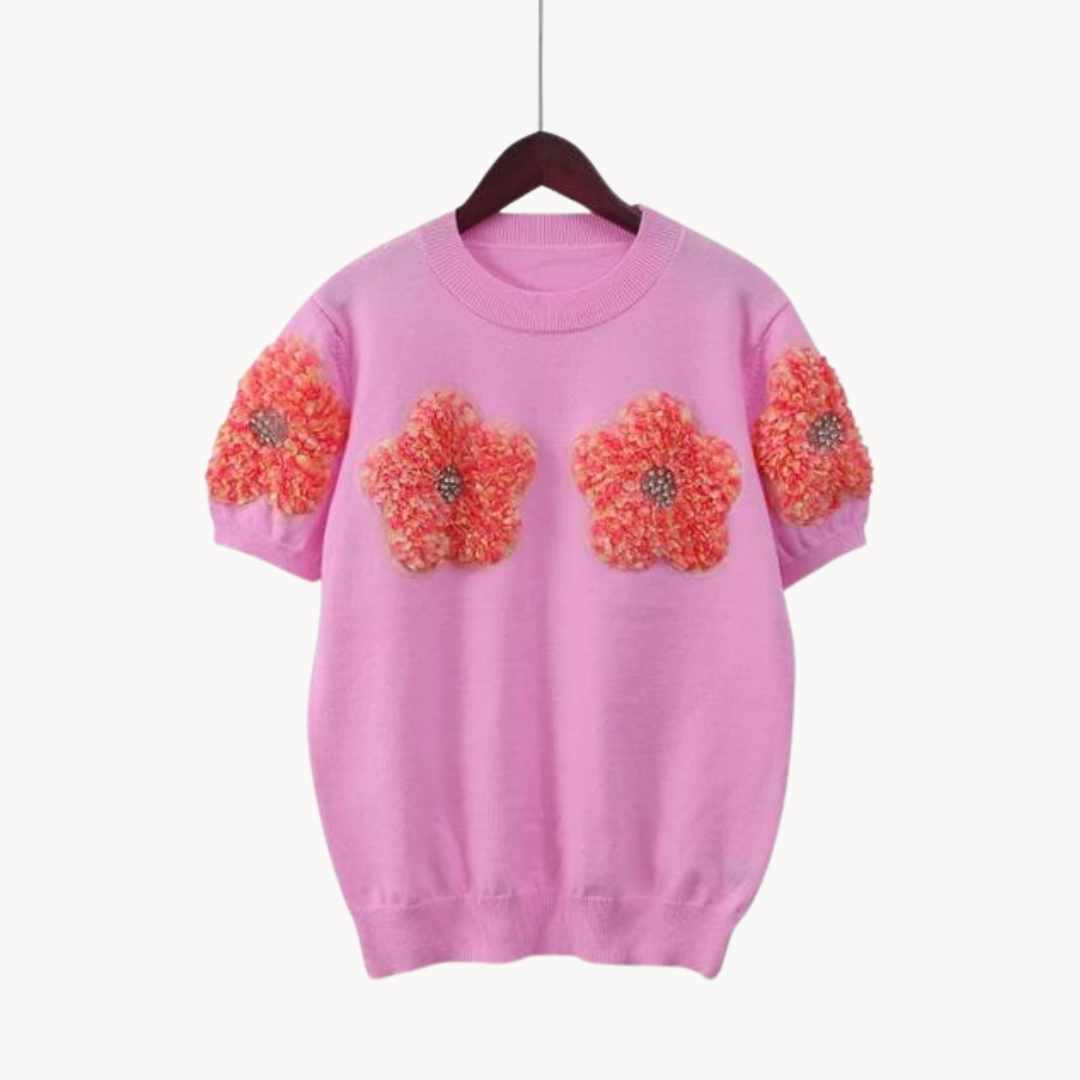 Eva | Flower Pattern Knit Top