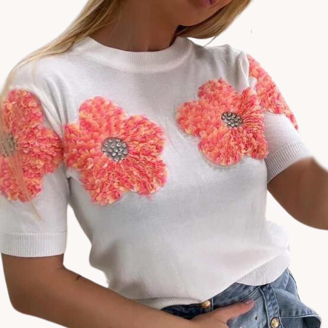 Eva | Flower Pattern Knit Top