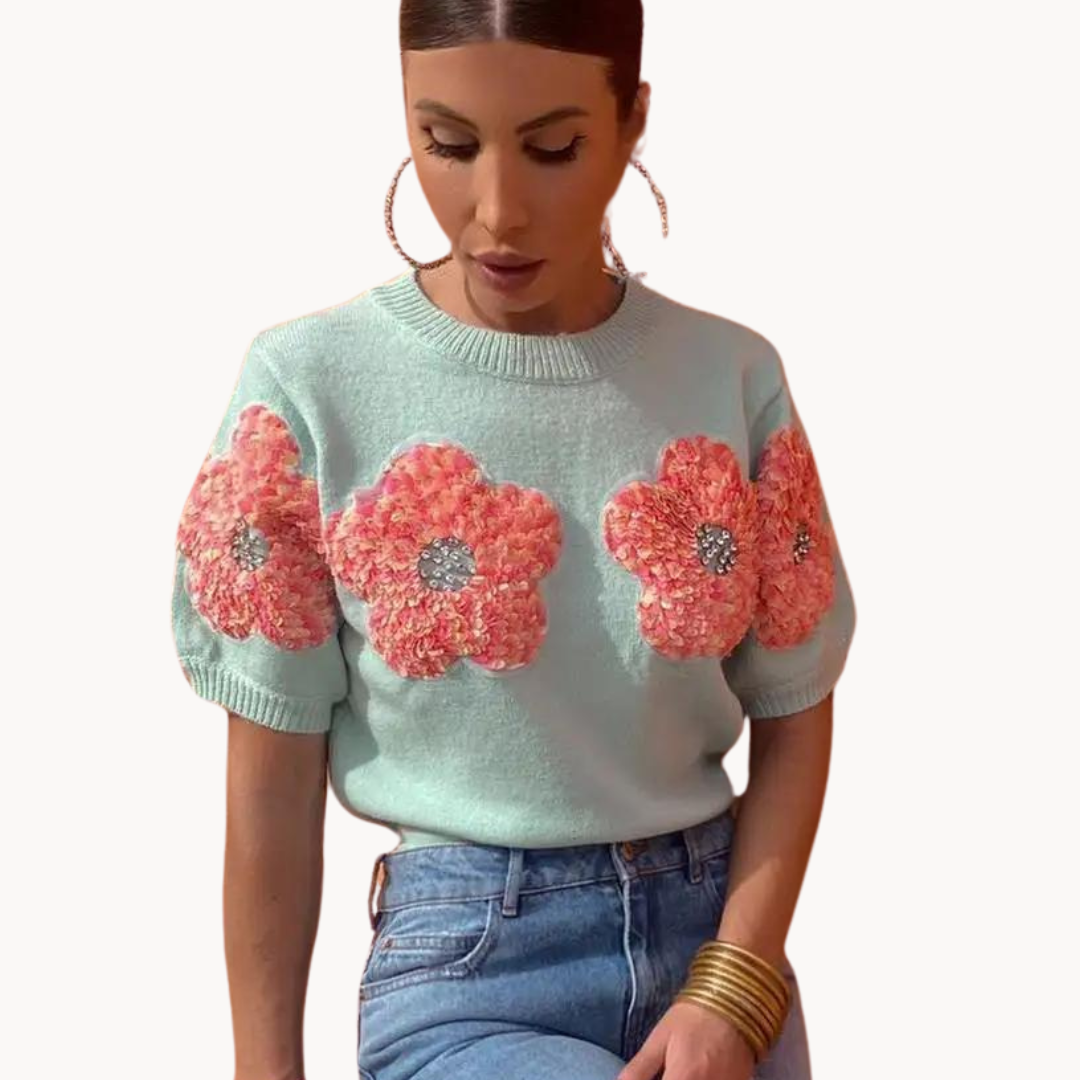 Eva | Flower Pattern Knit Top