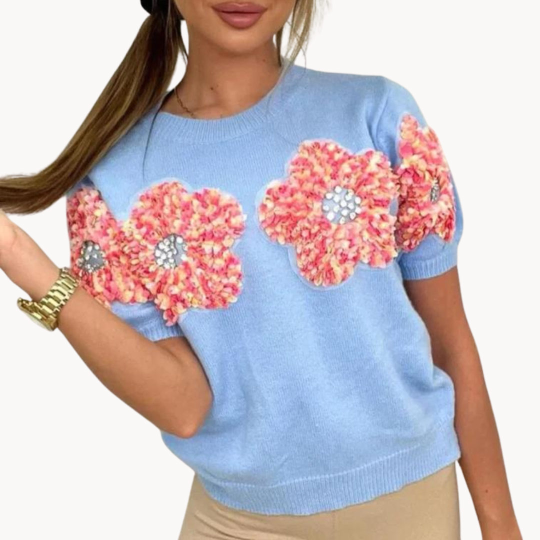 Eva | Flower Pattern Knit Top