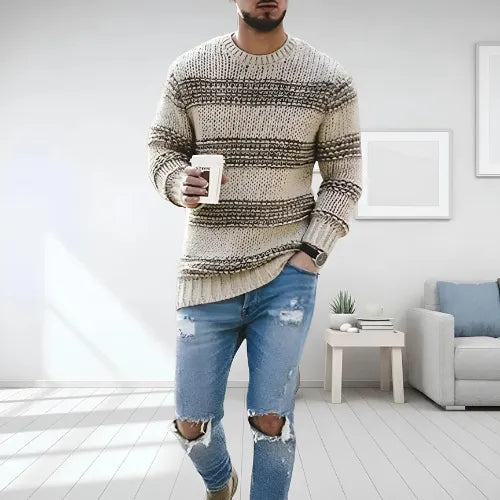 Men's Knitted Sweater | Casual Striped Design