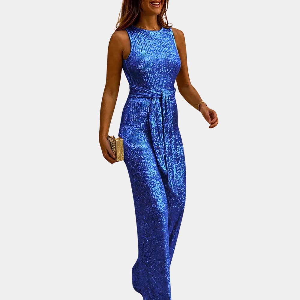 Sequin Sleeveless Jumpsuit | Elegant Party Wear